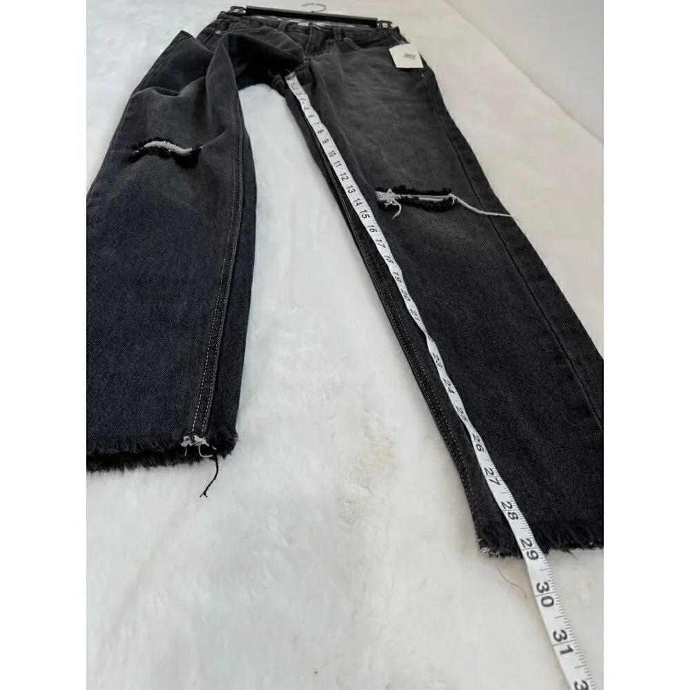 NWT BP. Women's Size 24 Ripped High Waist Ankle Mom Jeans In Vintage Black